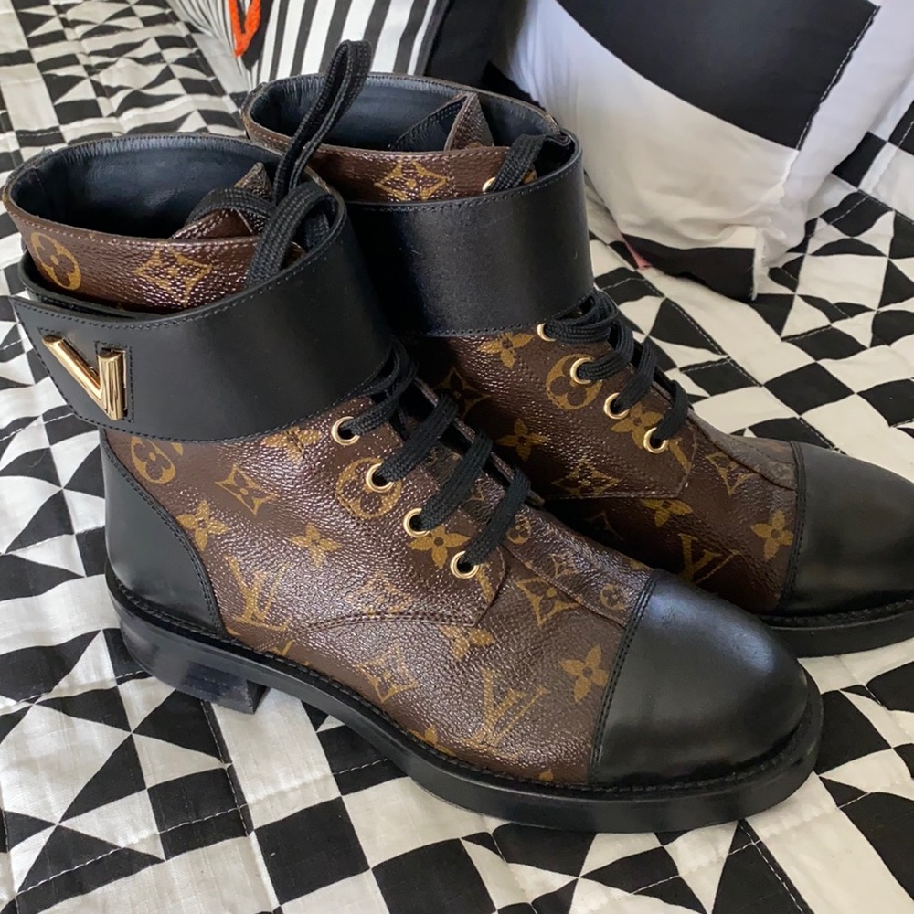 Louis Vuitton Brown and Black Combat Boots